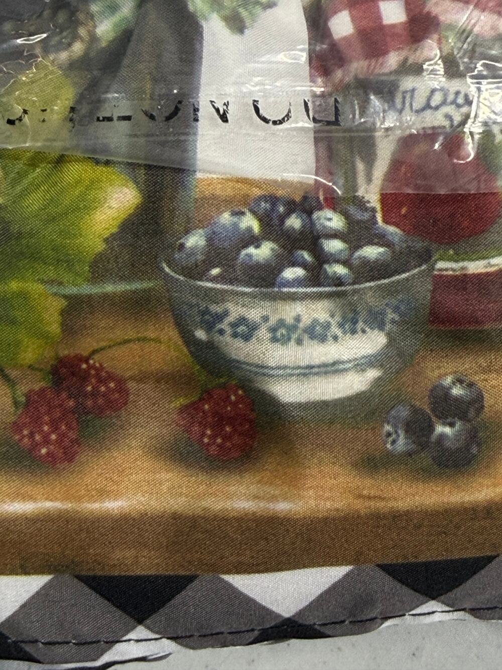 Mason Jars Printed Cottage Kitchen Curtain Set 57x36 Fruit Pattern